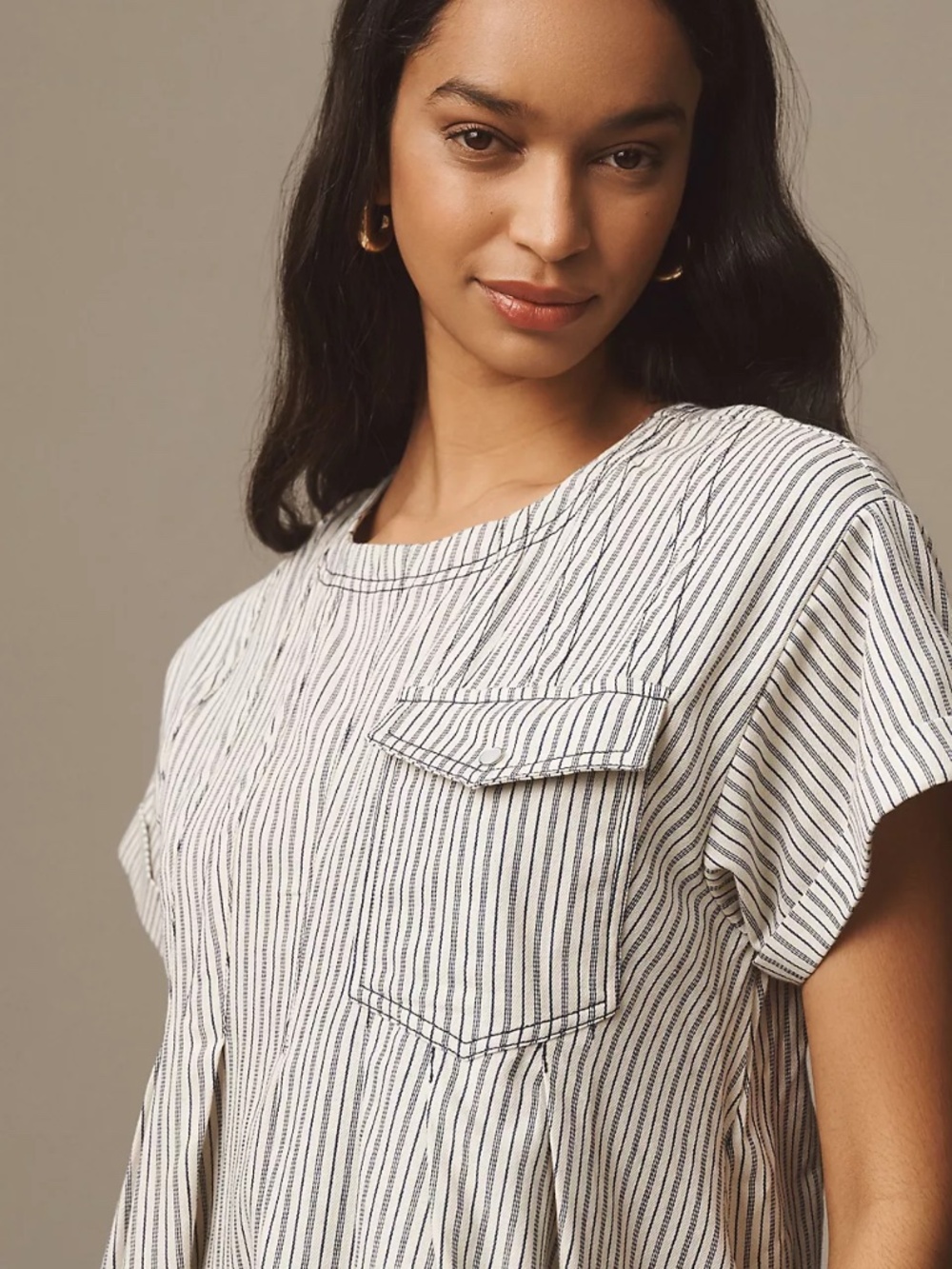 Anthropologie Pilcro Short-Sleeve Denim Mini Swing Dress XS - Picture 4 of 6